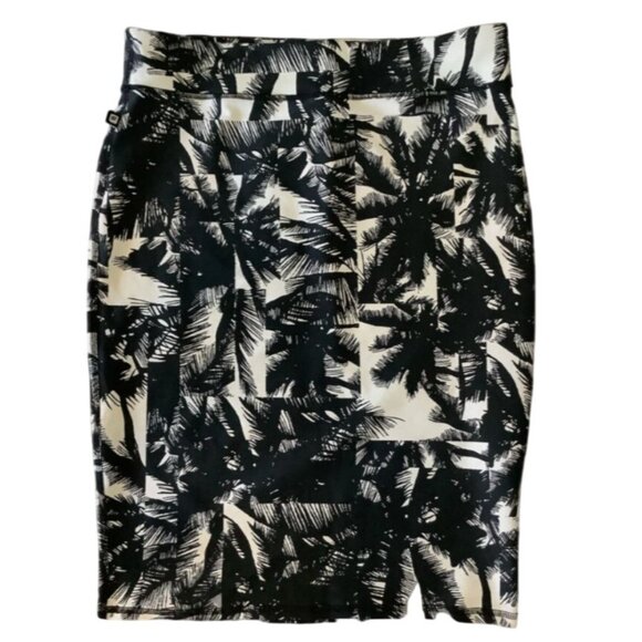 Fabletics Cora Stretch Pencil Skirt Hawaiian Tropical Black & White Midi Small - Picture 6 of 7